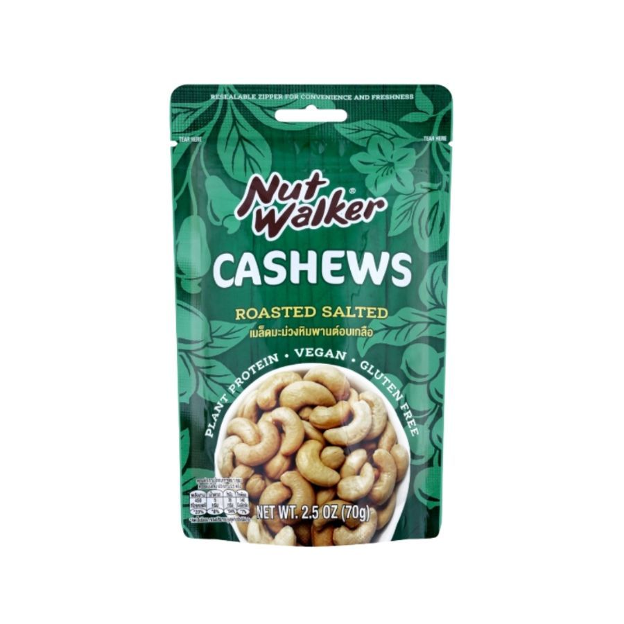 นัทวอล์คเกอร์ เม็ดมะม่วงหิมพานต์อบเกลือ Nut Walker Roasted Salted Cashew Nuts 70g.