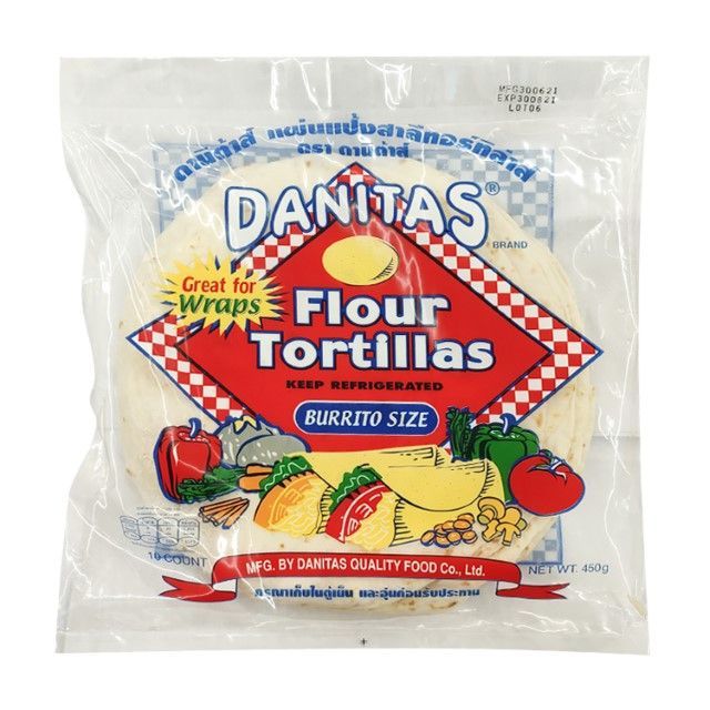 ดานิต้าส์ แผ่นแป้งทอร์ทิล่าส์9นิ้ว Danitas Flour Tortillas 9" 450g.