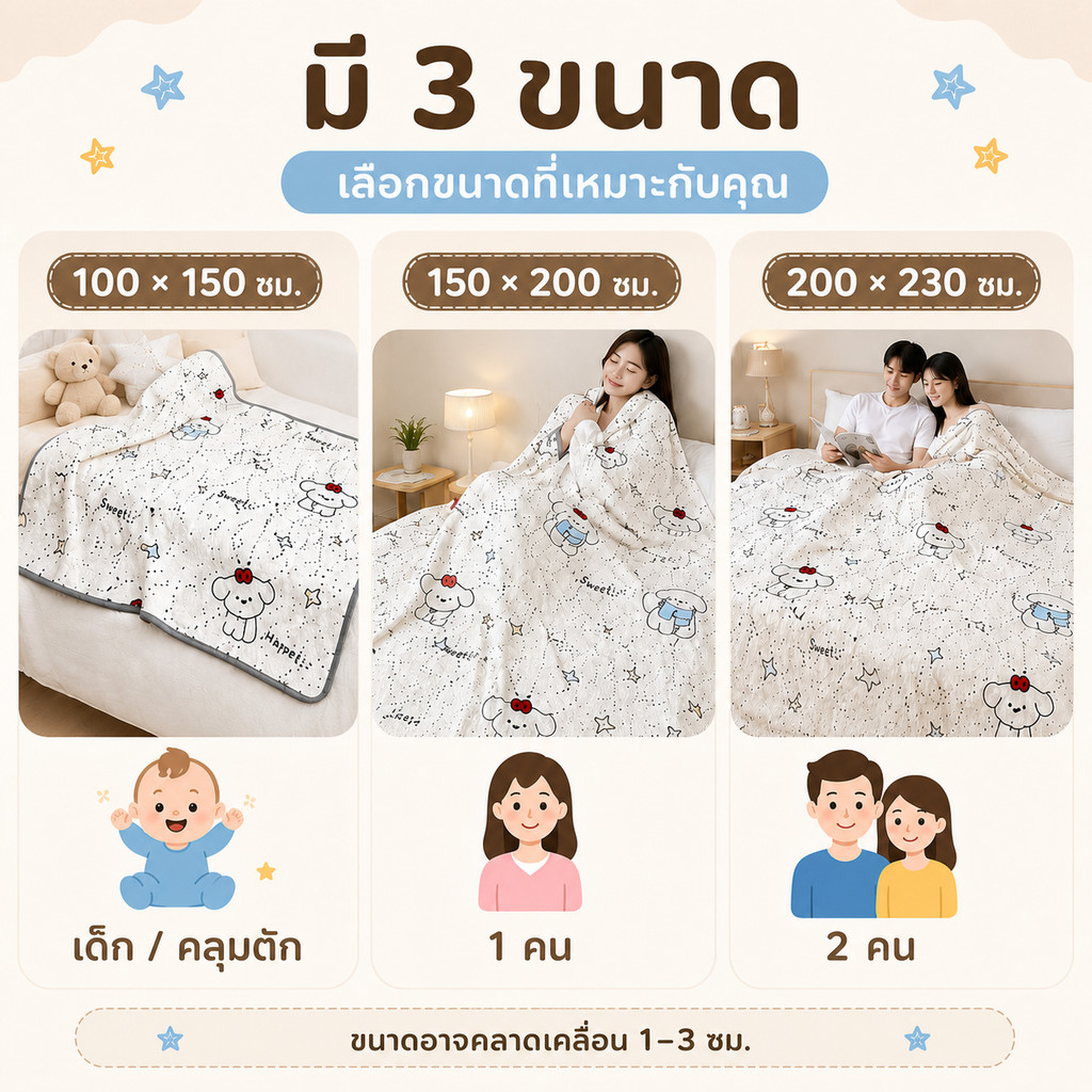ผ้าห่มห้องแอร์ ผ้าห่มนาโนฟลานเนล ขนนุ่ม 2 ด้าน น้ำหนักเบา รูปที่ 6