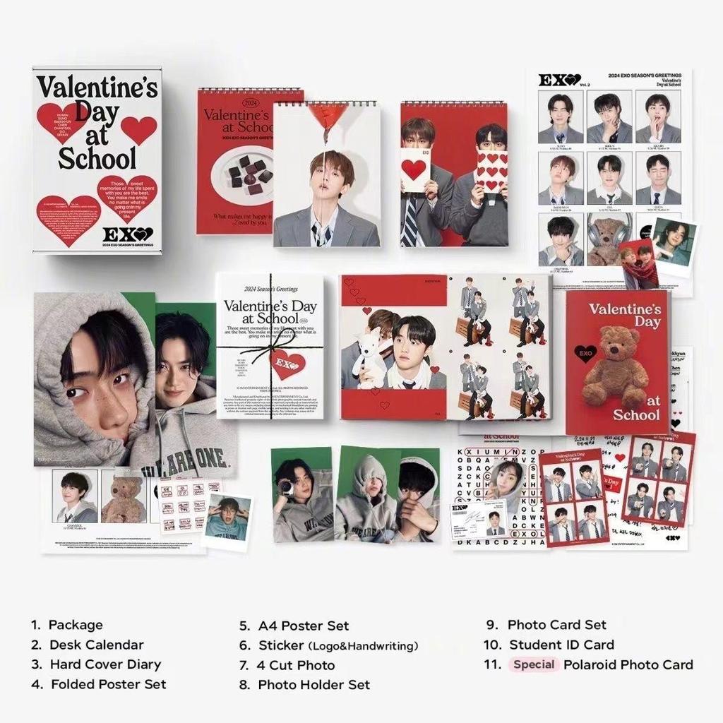 [มีสินค้าในจีน] ปฏิทิน exo 2024 ของที่ระลึกอย่างเป็นทางการ ปฏิทิน exo พร้อมการ์ดรูปภาพ