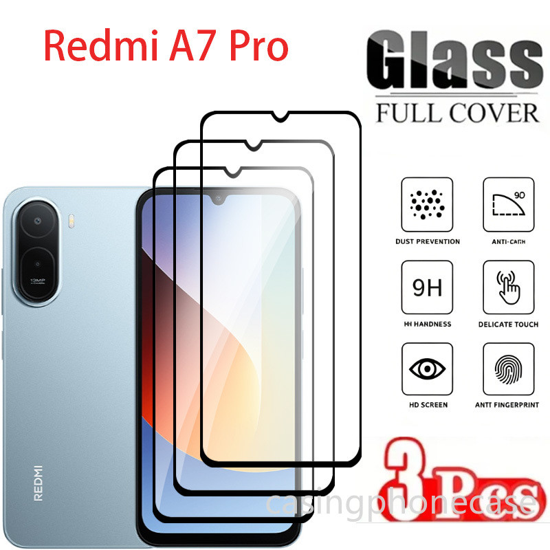 1-3 PCS ป้องกันหน้าจอ Redmi A7 Pro A7Pro 4G 2026 กระจกนิรภัยด้านหน้าฟิล์มคลุมทั้งหมด Ultra Slim สีดํา Anti Scratch