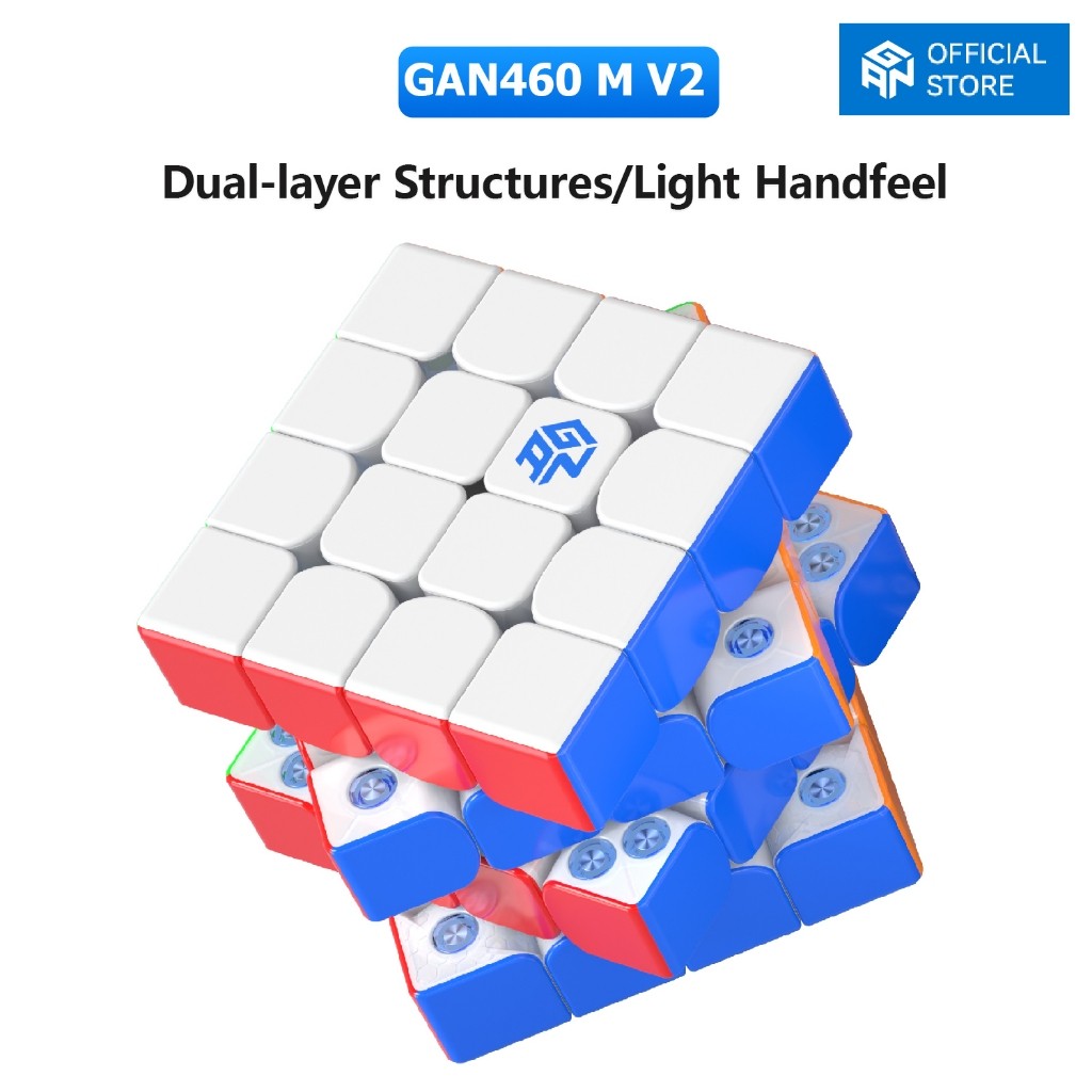 GAN 460 M V2 Speed Cube, 4x4 Magnetic Master Cube Gans 460M ปริศนาของเล่น (Stickerless)