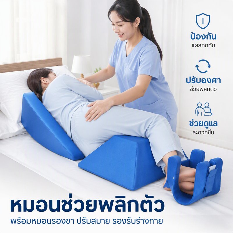 ผู้ป่วยเปลี่ยนหมอน Bedridden Care หนัง PU ที่ถอดออกได้ล้างทําความสะอาดได้สายคล้อง Anti Slip