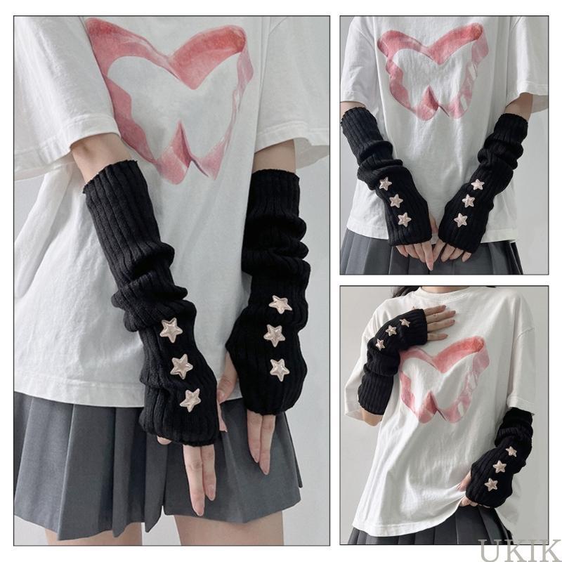 UKIK 2000s Fingerless Arm Gloves Animation Party Gloves Arm Cover Music Festival Gloves