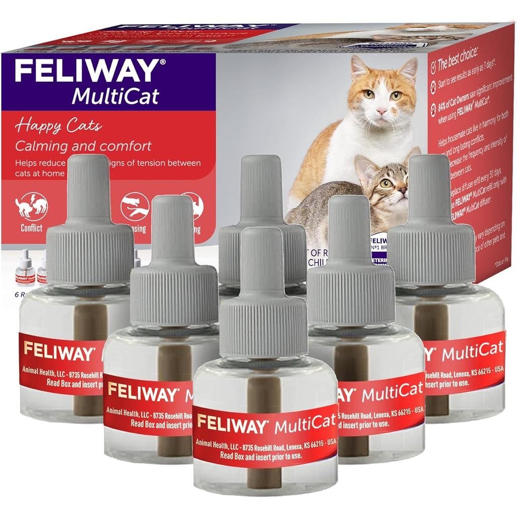 FELIWAYMultiCatCatCalmingDiffuserRefill(6Pack,180DaySupply)–ช่วยลดการสู้,Teen&AggressionBetwCats–Dif