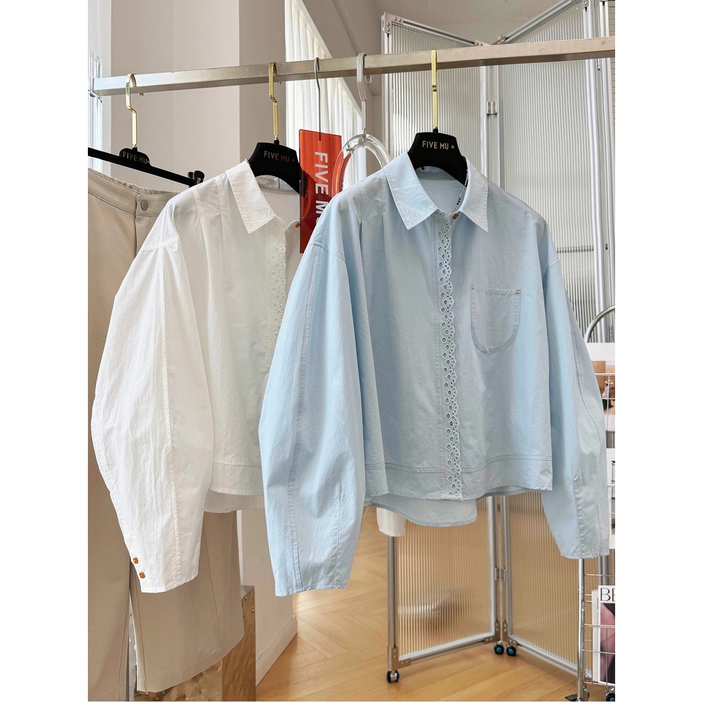 Red Berry เสื้อแจ็กเก็ตสั้นทรงคาร์โก้ ปกเสื้อแบบมีกระเป๋าตกแต่ง สไตล์เกาหลีสำหรับผู้หญิง#W766