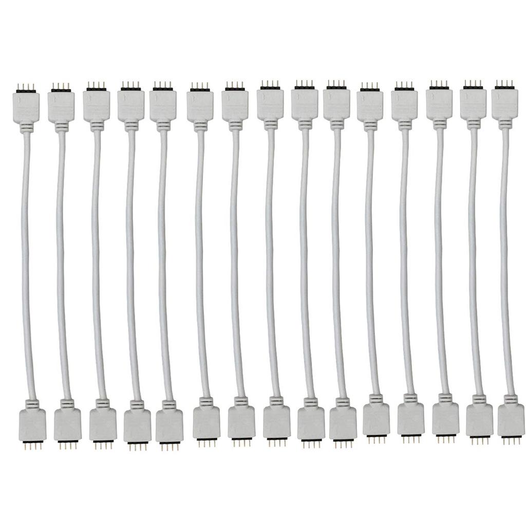 15pcs สีขาว 0.3M 0.98ft 4 สี RGB สายไฟ LED Strip Connector LED Connector, RGB Extender, led Strip จั