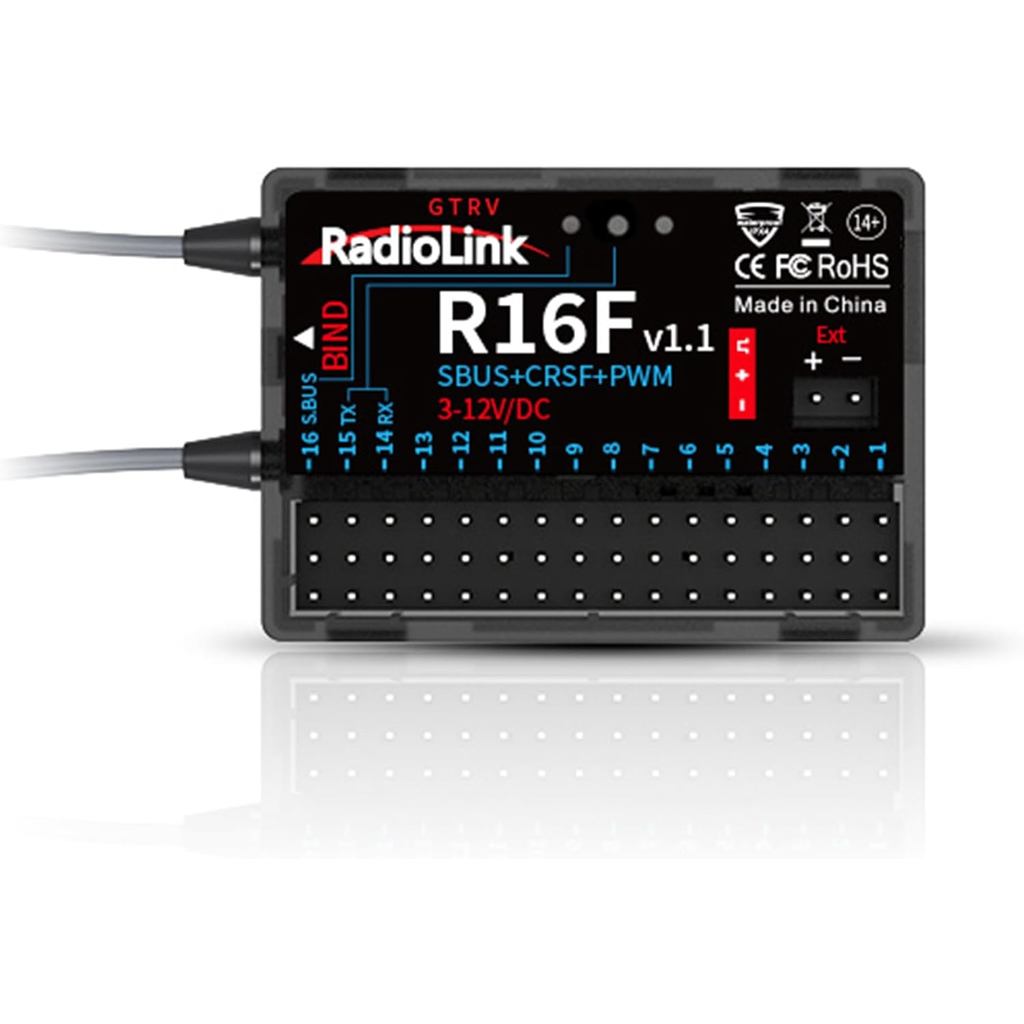 Radiolink R16F 16 ช่อง RC Receiver, แรงดันไฟฟ้า Telemetry Long Range Control สําหรับเครื่องบิน, Jet,