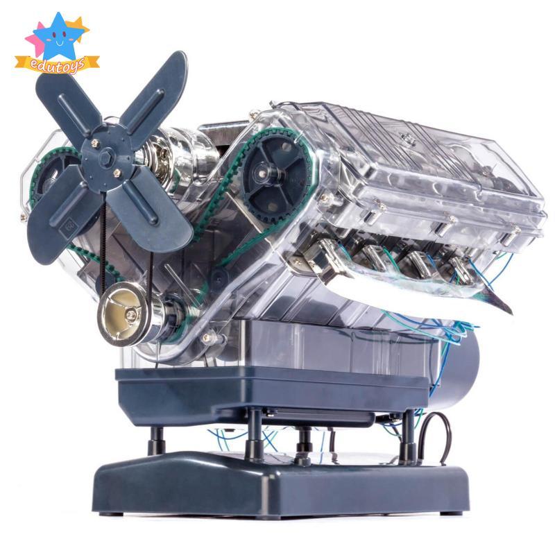[Edstars] V8 Engine Model Kit โปร่งใส Mini V8 Engine Kit Desktop STEM สําหรับงานอดิเรก, จอแสดงผลโต๊ะ