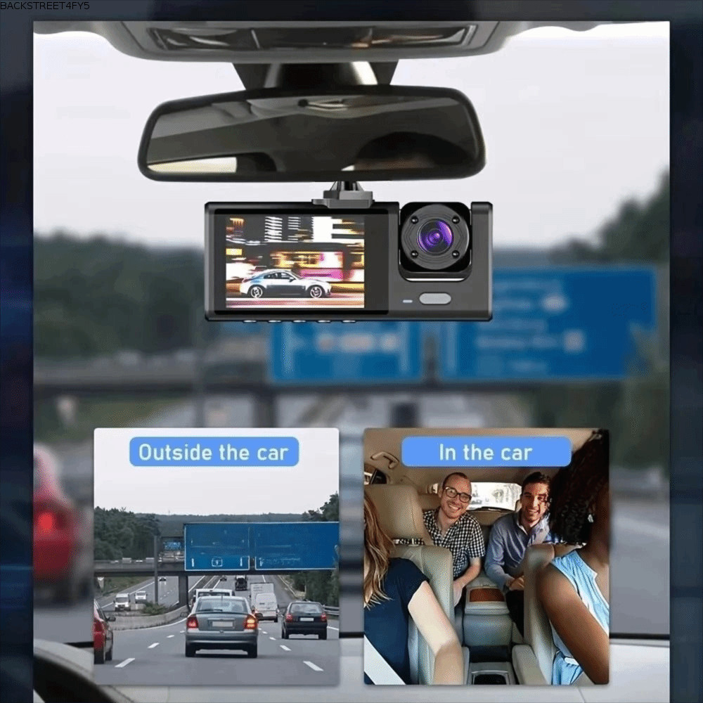 BACKSTAGEEET4FC3 Car DVR, IR Night Vision HD Recording Vehicle Recorder, 360° ดู แอป ควบคุม3ช่องบันท