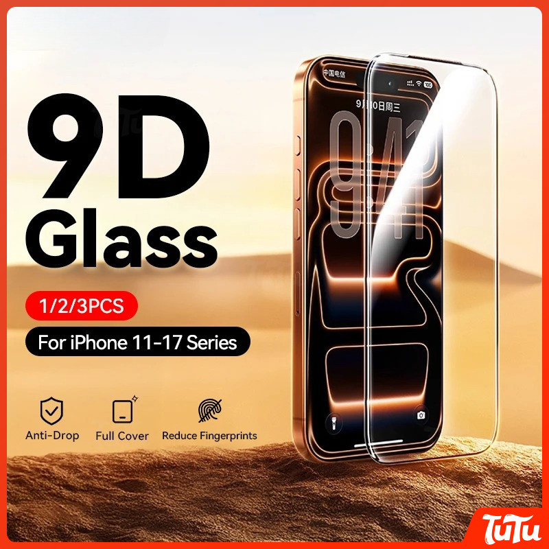 TuTu 1/2/3pcs 9Dแก้วสําหรับiPhone 17 Pro Max HDป้องกันหน้าจอแบบเต็มหน้าจอฟิล์มกระจกนิรภัยสําหรับiPhone 11 12 13 14 15 16 Pro Max XR X 6 7 8 Plus SE XS Max 17Air Series