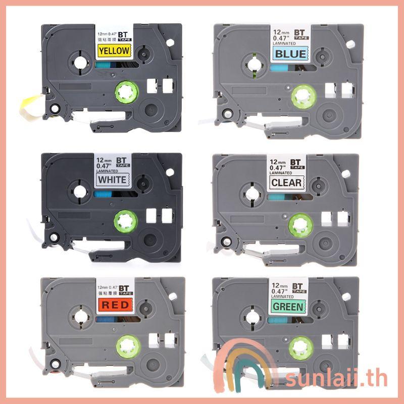SUNLAII Tze-231 431 531 631 เทปฉลาก 12mmx8m สีดําโปร่งใสสีขาวสีแดงสีฟ้าเหลืองเขียวสําหรับ Brother Pt