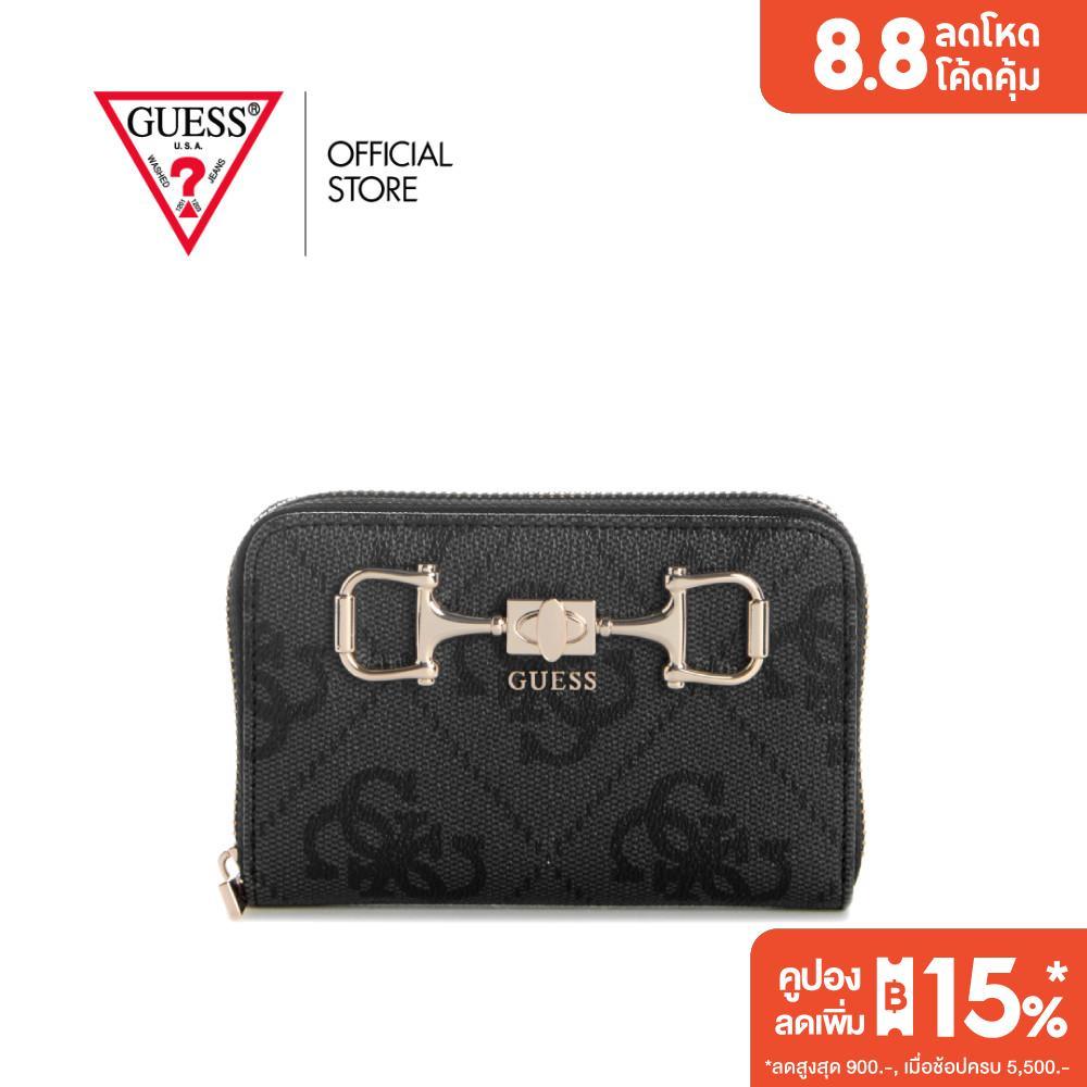 GUESS กระเป๋า รุ่น OS9924140 JANIE LOGO SLG MED ZIP AROUND สีดำ