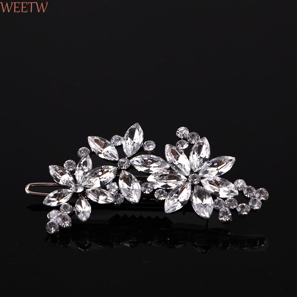 WEEKW Flower เครื่องประดับน่ารักของผู้หญิง Rhinestone เจ้าสาวแฟชั่นคริสตัล