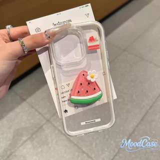 สำหรับ iPhone 16 Plus 15 Pro 14 17 Pro Max 13 17 Air 11 12 เคสโทรศัพท์สไตล์เรียบง่าย ขอบสีตัดโปร่งใส ตกแต่งผลไม้สามมิติ