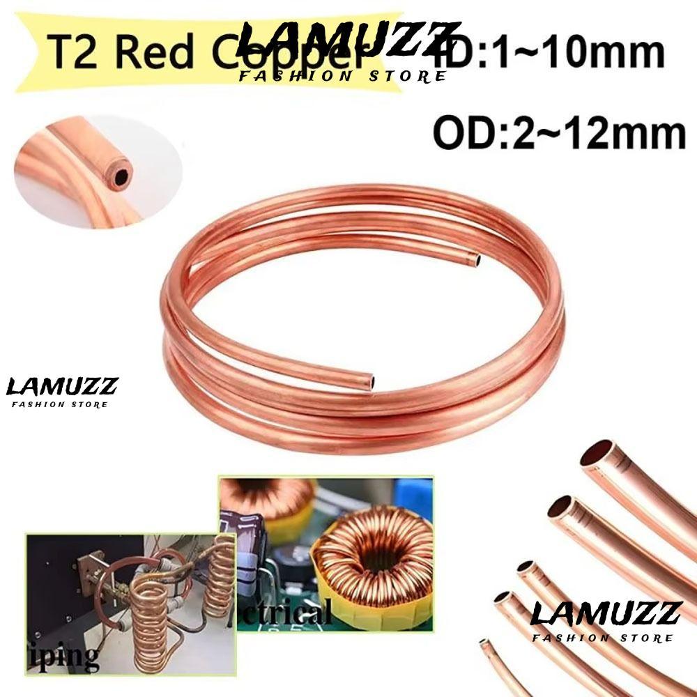 LAMUZZ 1 ชิ้น T2 ทองแดง, ทองแดงบริสุทธิ์ 99.9% OD 2-12 มิลลิเมตร ID 1-10 มิลลิเมตรหลอดทองแดง Coil, 1 เมตรลวดอ่อนท่อ Airs Conditioner Cooling