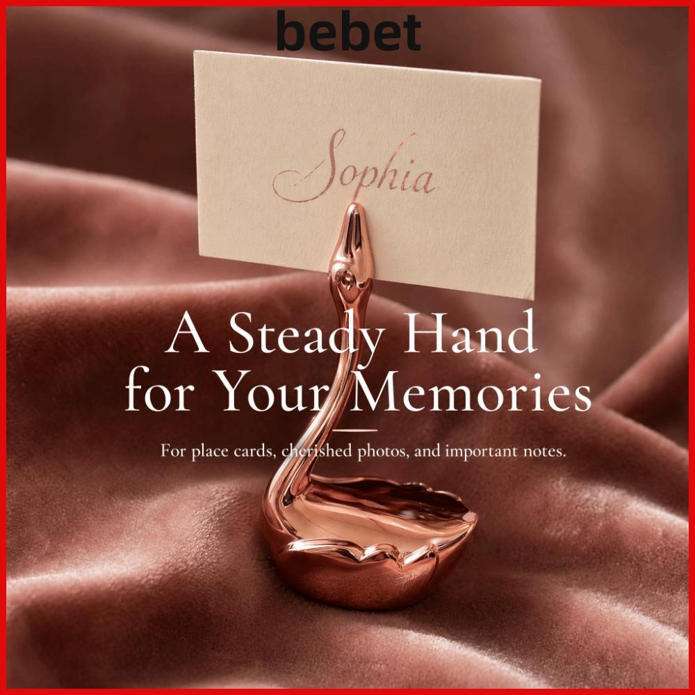 BEBET คลิปการ์ดตารางรูปทรงหงส์, โลหะผสมสังกะสี ที่วางบันทึกเลขตาราง Rose Gold, โครงสร้างหนีบง่าย 1.9