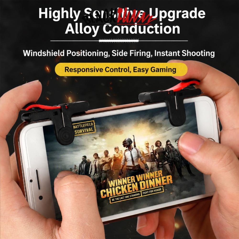 BLACKFUNNY 1 คู่สําหรับ D9 PUBG Mobile Trigger Shot ปุ่มทางกายภาพตัวควบคุมเกมแบบหนีบปรับได้ M7Y8
