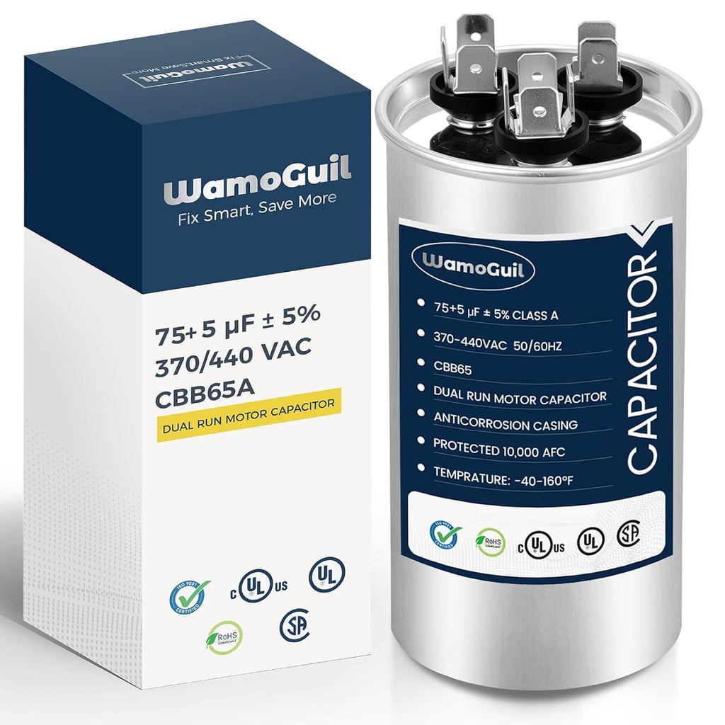 75/5 uF 75+5 MFD 370VAC หรือ 440VAC Dual Run Start รอบ A/C Capacitor CBB65 CBB65B Air Conditioner Ca