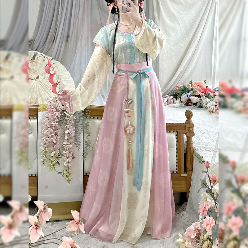 T Tang Yuanzi Hanfu หญิง Dark Floating Fairy เสื้อคอกลม Made in Tang เครื่องแต่งกายโบราณ