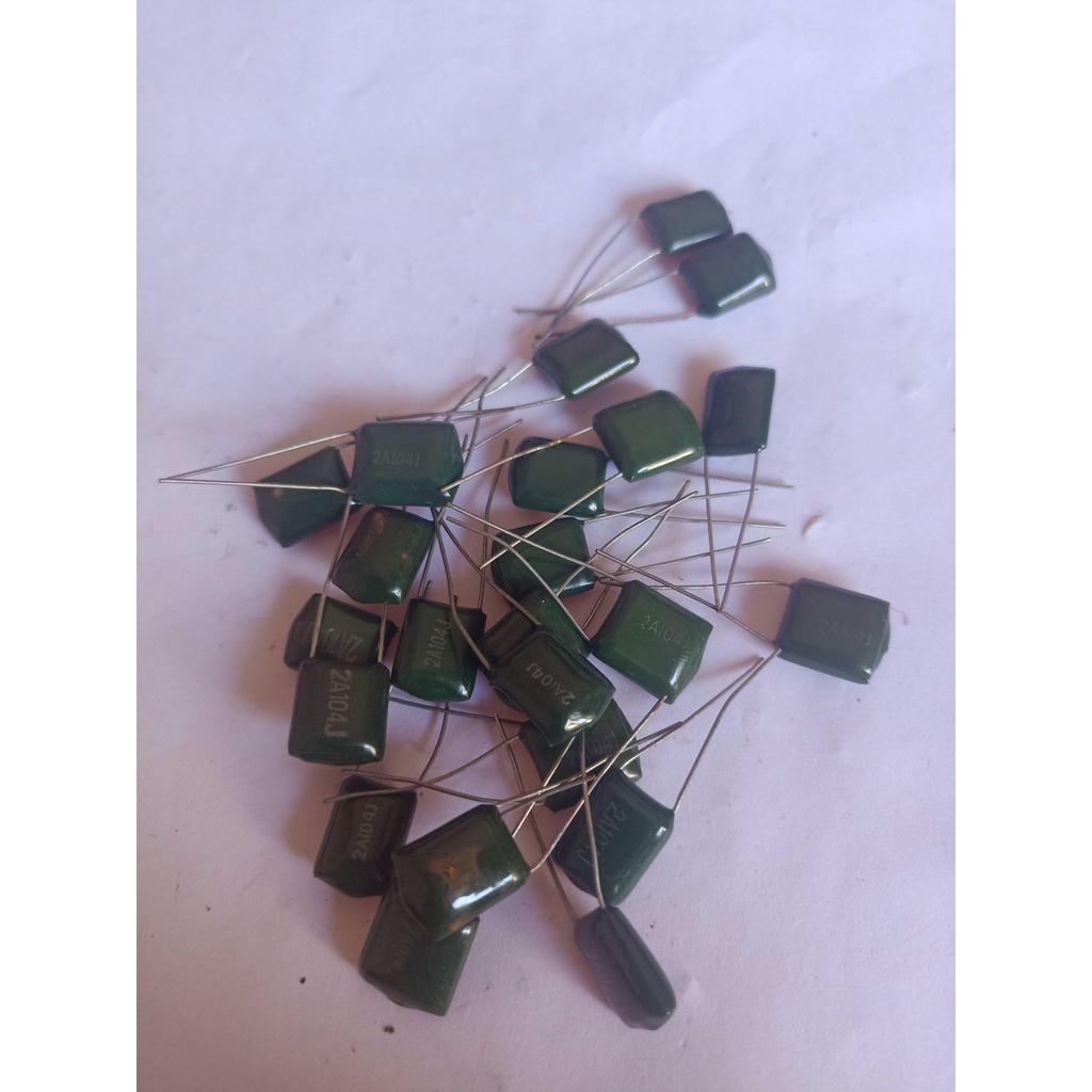 2A104 ตัวเก็บประจุโพลีเอสเตอร์ 1 หยวน 10 ชิ้น 2A104 104J100 100v 0.1 uf 104k