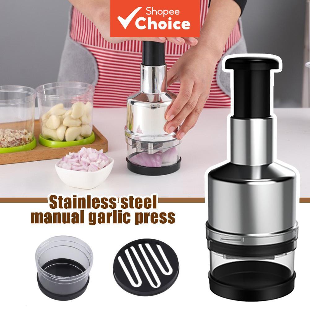 สแตนเลสกระเทียม Crusher กดมือถือ Mincer Masher เครื่องตัด Chopper ครัว Prep Heavy Duty Apple หัวหอมผักผลไม้ไข่สมุนไพรมีดสําหรับ Pealer มันฝรั่ง