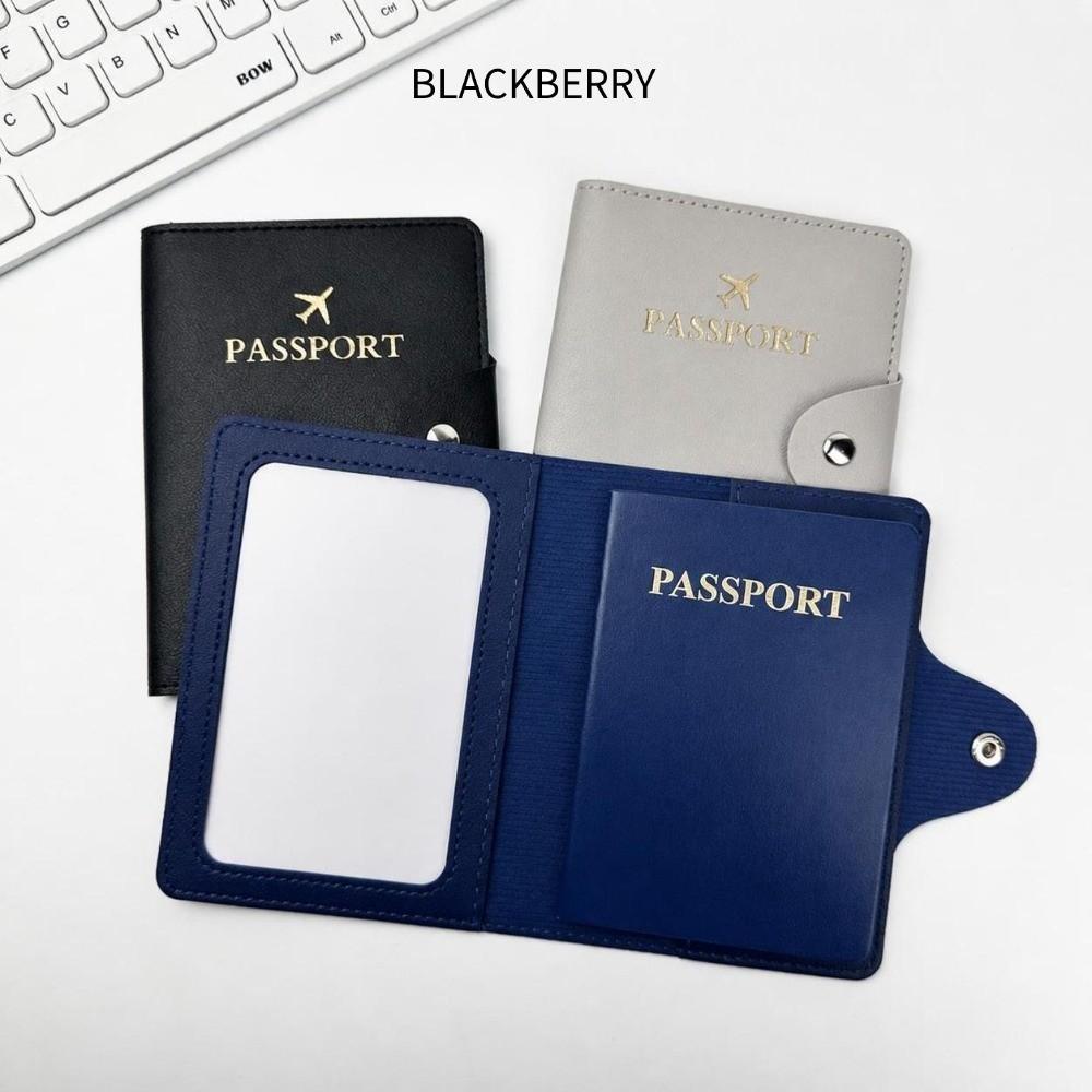 BLACKBERRY ที่ใส่หนังสือเดินทาง, หนัง PU Snap Buckle Passport Cover, แฟชั่นกันน้ําแบบพกพาบัตรเครดิตม