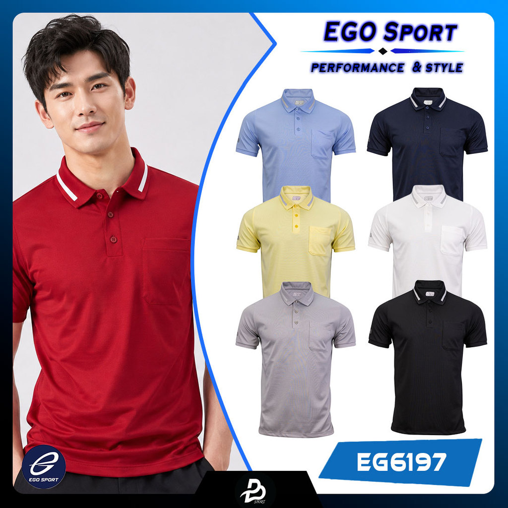 EGO SPORT เสื้อโปโลแขนสั้นทรงคลาสสิก ออกแบบมาเพื่อความสบายตลอดวันและความอเนกประสงค์ EG6197 ชุดที่ 2