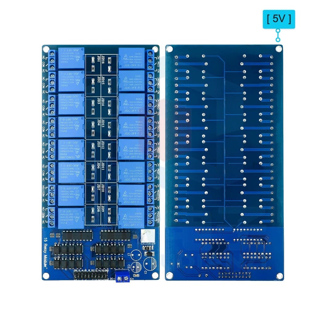 [ 5v ] โมดูลรีเลย์ 16 Channel Relay Module 5V 12V, Optocoupler Relay Board, Active Low Relay Switch,