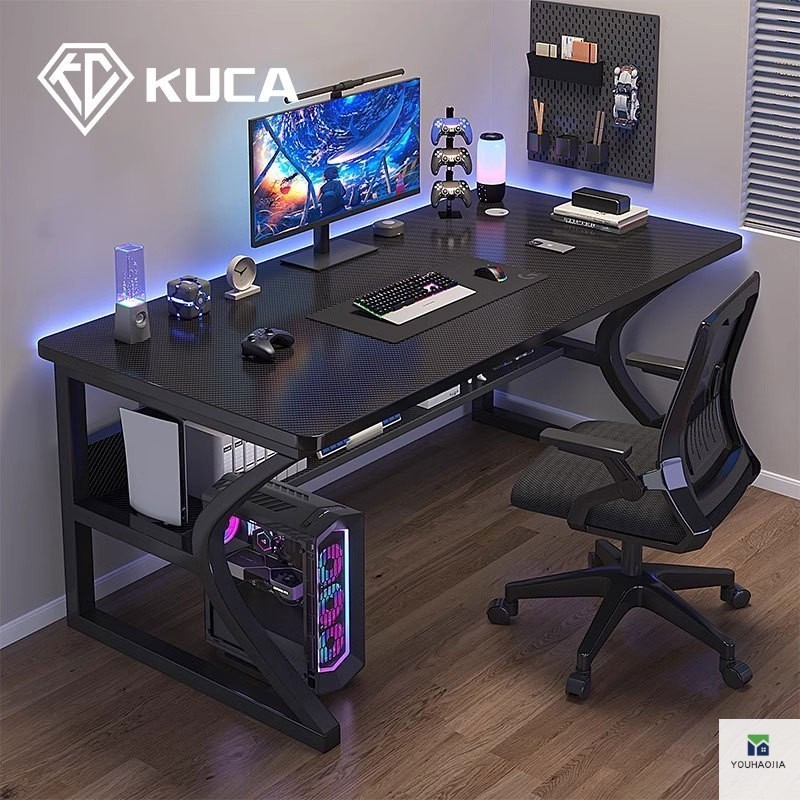 โต๊ะเล่นเกมคุณภาพสูง KUCA โต๊ะป้องกันรอยขีดข่วนหนาและมั่นคงพื้นผิวคาร์บอนไฟเบอร์โต๊ะคอมพิวเตอร์โต๊ะท