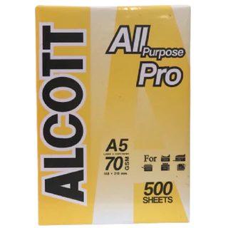 ALCOTT กระดาษถ่ายเอกสาร สีขาว ขนาด A5 70 แกรม 500 แผ่น