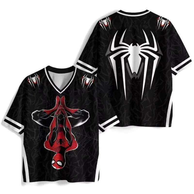 Spider-Man Sportswear Jersey 3D Print Superhero V-Neck T-Shirt  for Men Women Kids Family Outfits Ca