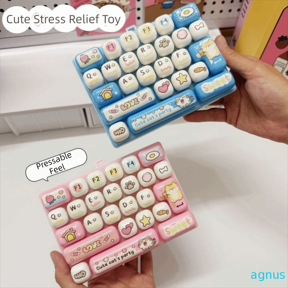 AGNUS พวงกุญแจคีย์บอร์ดแบบกลไก,26 Key Creative Design Finger Press Toy, Finger Press Toy จี้น่ารัก M