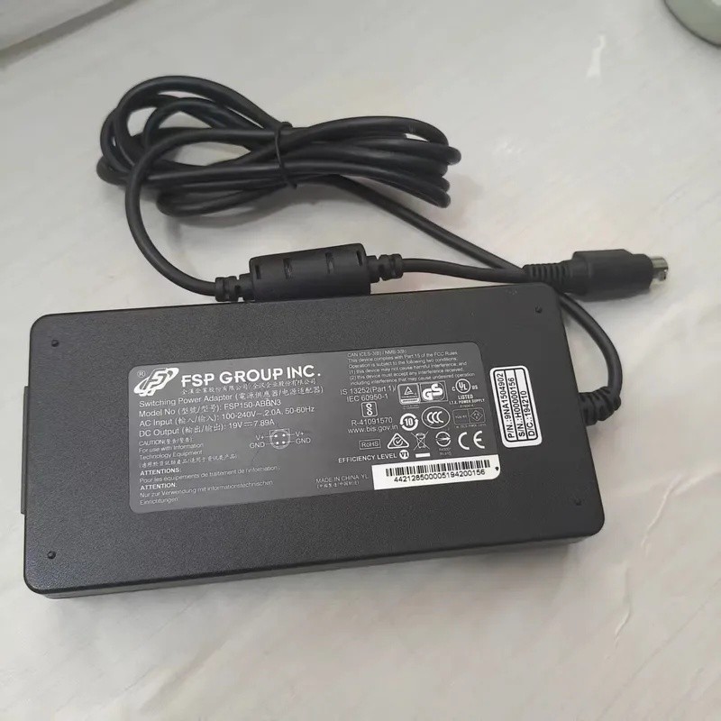 Slim Gemuine FSP FSP150-ABBN3 AC DC Switching Power Adapter 19V 7.89A 150W 4-PIN (Din) Original Char