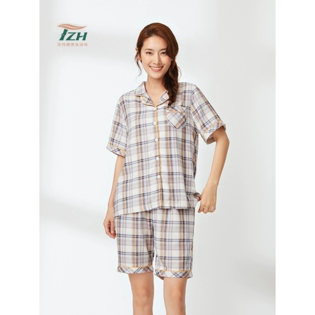 Tzh Tianzhu กางเกงขาสั้นแขนสั้นผู้หญิงชุดฤดูร้อนบางพิมพ์ชุดนอน Loungewear Nightdress
