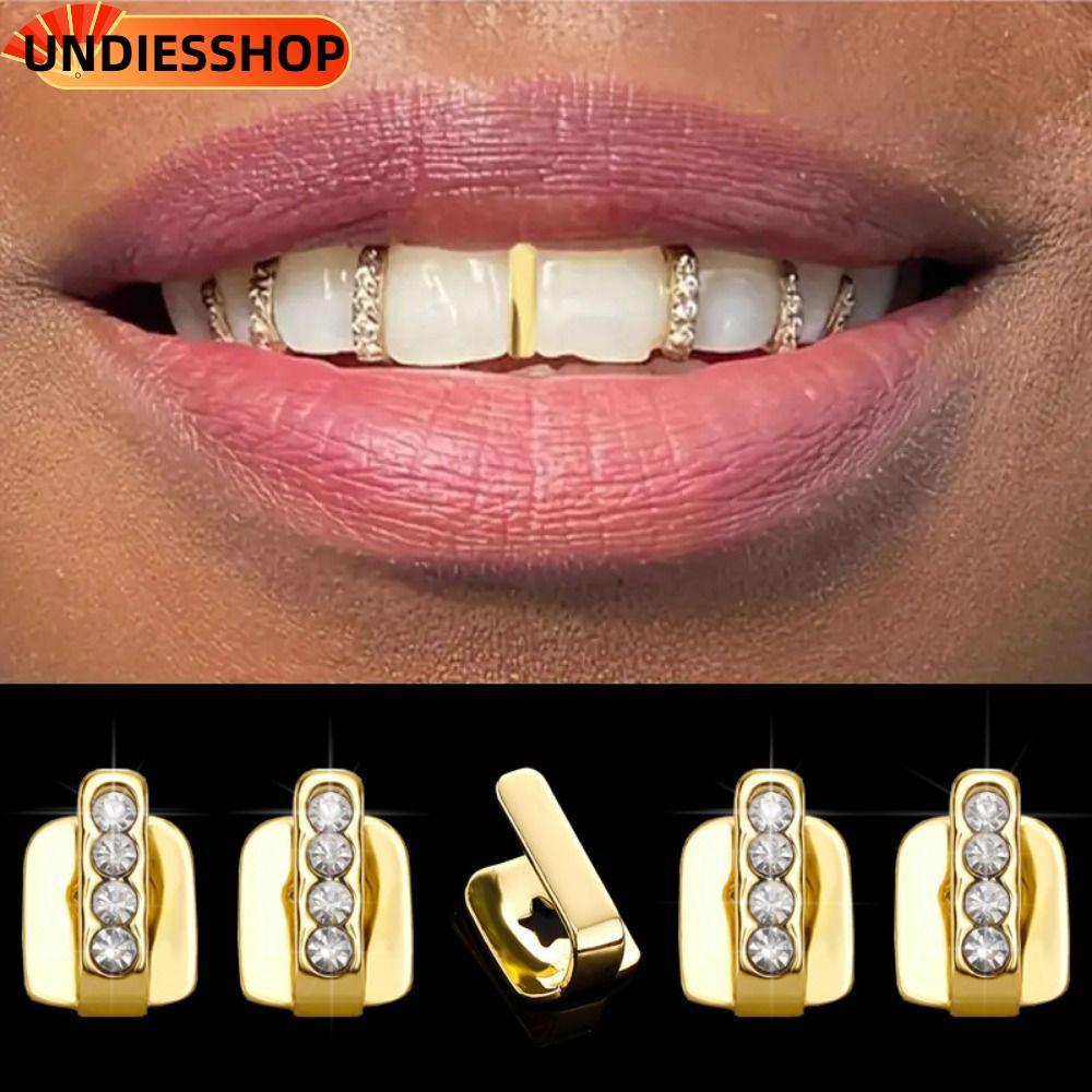 UNDIESSHOP 3 ชิ้น Hip Hop ฟัน Grillz, Shiny Hollow Grillz, Rhinestone ฟันหมวกผู้หญิงผู้ชาย