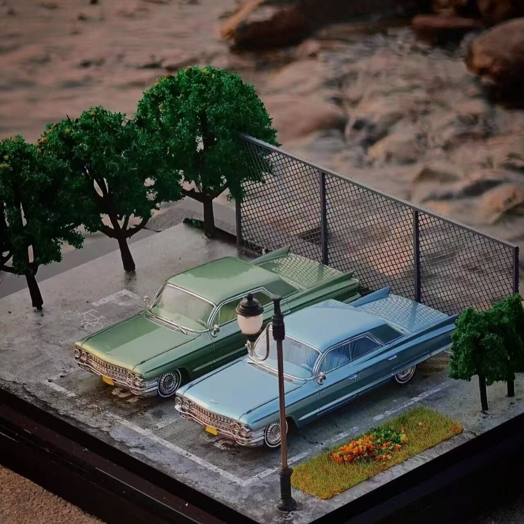 [โมเดลรถ] MK 1: 64 Cadillac Deville Cadillac Deville Ice Green/Blue Alloy Car Model