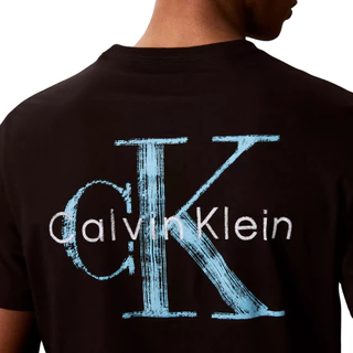 CALVIN KLEIN เสื้อยืดคอกลมผู้ชาย Brushstroke Monologo Graphic ทรง Regular รุ่น 4RG891G UB1-สีดำ