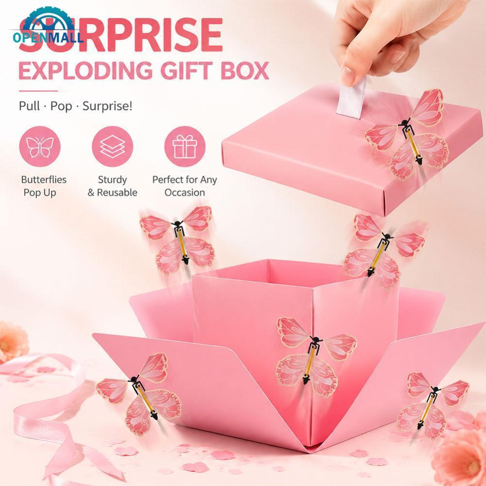 OPENMALL DIY Butterfly Surprise ระเบิดของขวัญกล่องวาเลนไทน์s Day Christmas Mothers Day Surprise Pop 