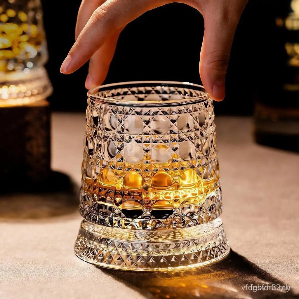 หรูหรา360°SpinningCrystalGlass–Star-CutStressReliefWhiskey&WineGlass,ElegantEuropeanBarwareGift