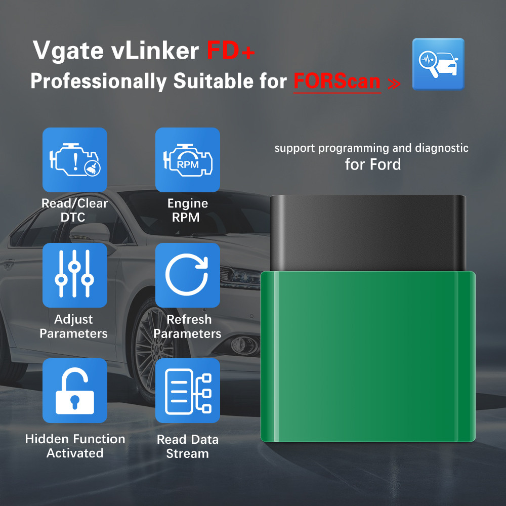 Vgate vLinker FD + BT4.0/ FD BT3.0 FORScan OBD2 เครื่องสแกนเนอร์ ELM327 J2534 อัตโนมัติรหัส Reader เ