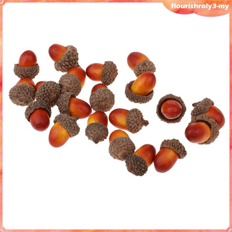 [Flurish] 100 ชิ้น Natural Acorns Bulk Rustic Acorns หมวกงานแต่งงาน DIY คริสต์มาส 20 acorns 17X25 มม