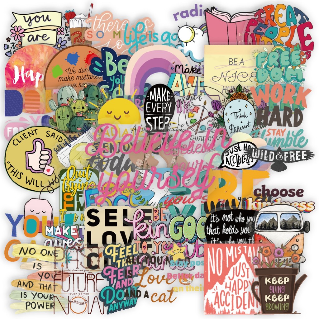 ❉ สีสัน Healing Prase Series 02 PET สติ๊กเกอร์ใส ❉ 50 ชิ้น/เซ็ต DIY แฟชั่นสติ๊กเกอร์กันน้ํา Doodle สติ๊กเกอร์