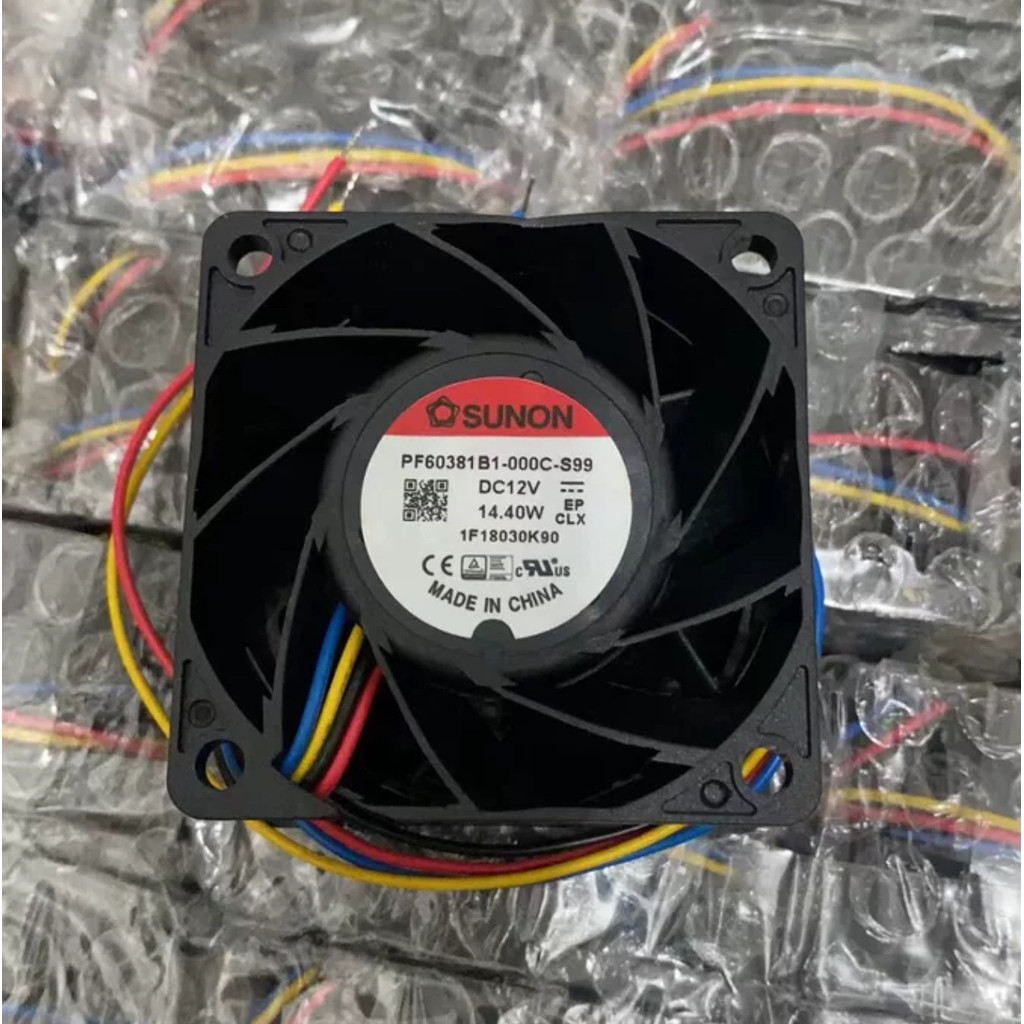 PF60381B1-000C-S99 ยี่ห้อใหม่ SUNON 6038 12V 14.4W พัดลมระบายความร้อนแบบรุนแรง