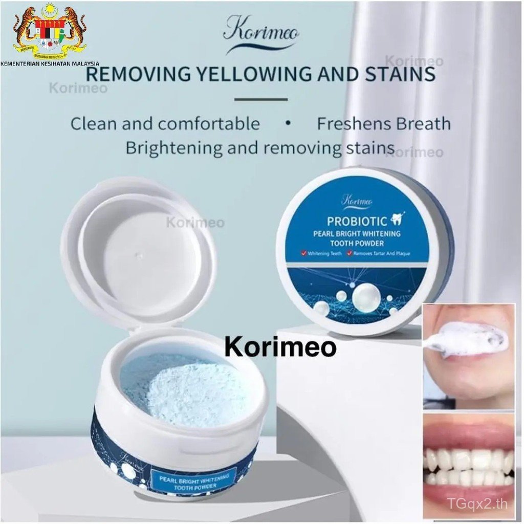 Korimeo 50g Pearl Serbuk White Tooth Powder Bottle แปรงสีฟันทําความสะอาดฟันไวท์เทนนิ่งลบคราบยาสีฟัน 