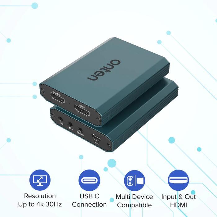 Onten Audio Video การ์ดจับภาพ HDMI รองรับความละเอียด 4K 30Hz สําหรับเล่นเกมถ่ายทอดสด OTN-332