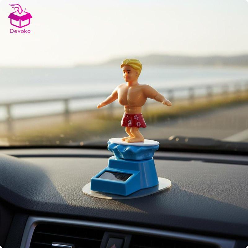 [chiwanji2mf] Solar Bobblehead Car Dashboard Figurine Surfing Boy รูปปั้นสําหรับตกแต่งหน้าต่างยานพาห