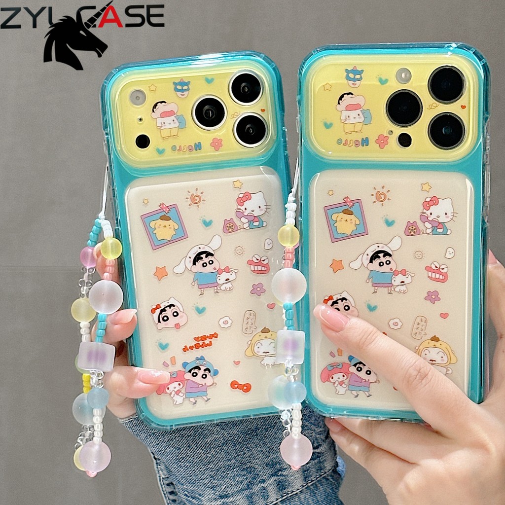 กลองกระเป๋า Imd Casing สําหรับ IPhone 18 17 16 15 13 14 Pro Max น่ารักการ์ตูน Crayon เคสโทรศัพท์ Soft TPU Cover