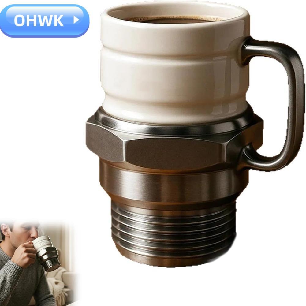 โอ้ว ถ้วยกาแฟทรงหัวเทียน,300มล วัสดุเรซินสังเคราะห์แก้วหัวเทียน,ส่วนบุคคลแบบพกพาความจุขนาดใหญ่แปลกถ้วยเครื่องยนต์รถยนต์สไตล์กลสําหรับคนรักร