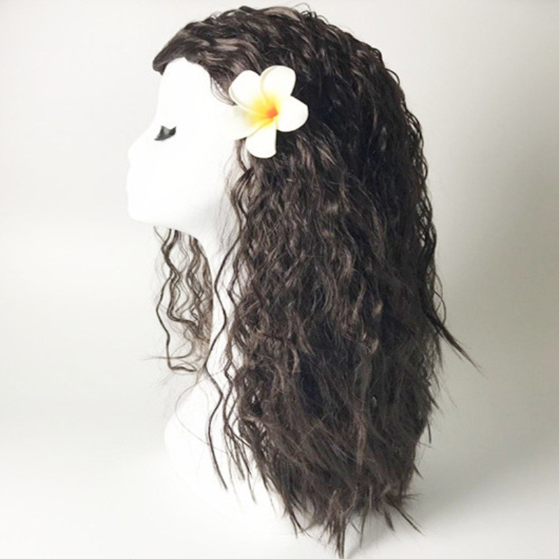 Disney Princess moana วิกผม moana moana moana moana สีดําผมยาวปุยผมหยิกหยัก